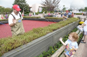 Ocean Spray Grower Todd May with a young guest